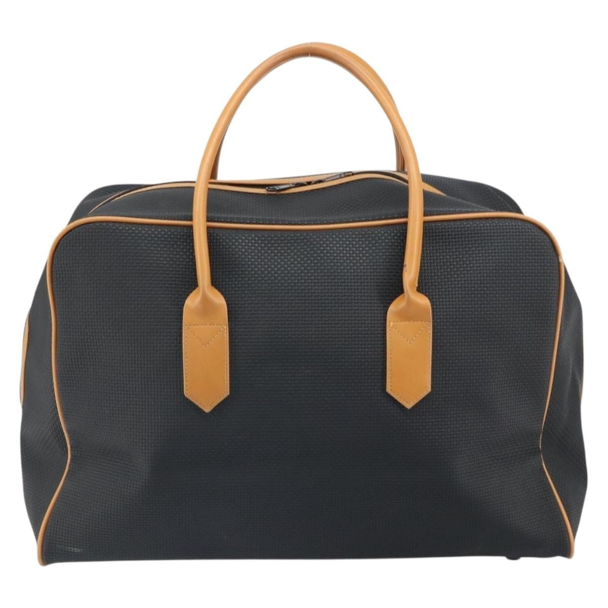 Saint Laurent Vintage Boston Pvc Leather Black Canvas Travel Bag Bag (Pre-Owned)