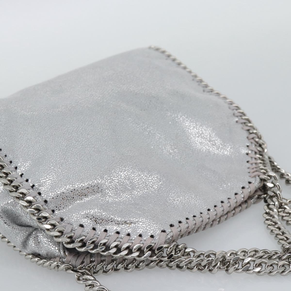 Stella Mccartney Falabella Fold Over Faux Leather Silver Polyester Shoulder Bag Bag (Pre-Owned)