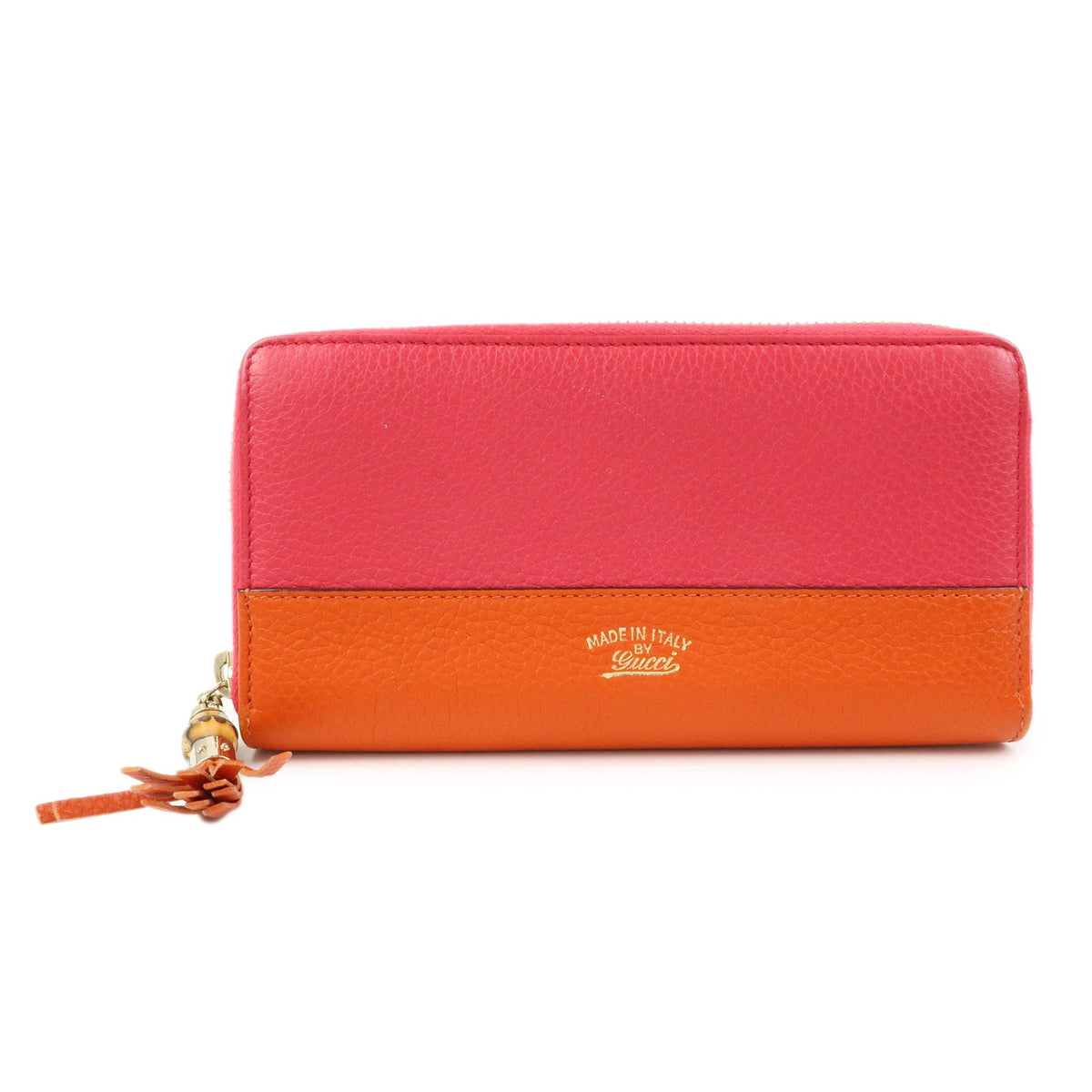 Gucci Bamboo Tassel Zip Leather Pink Leather Wallets Accessory (Pre-Owned)