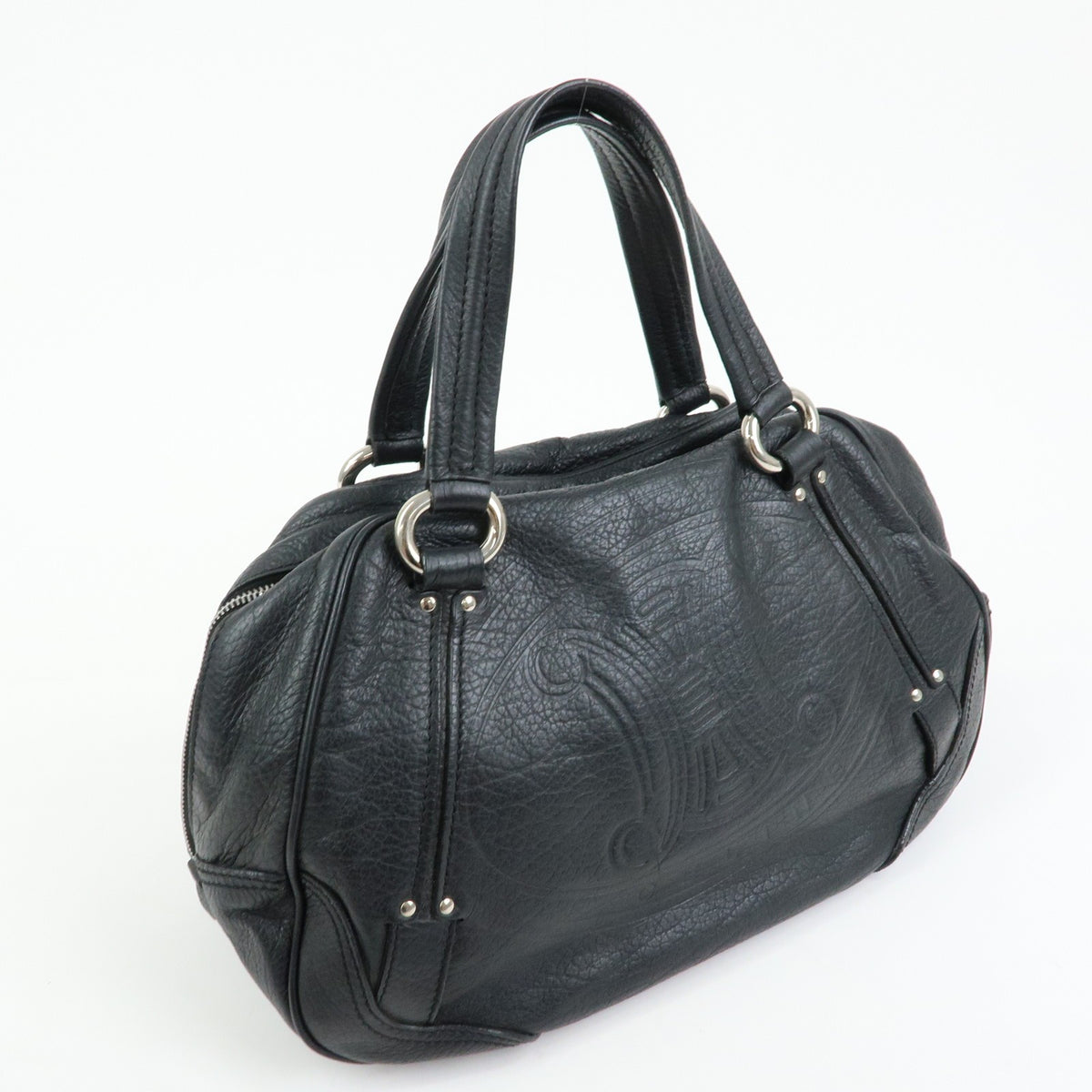 Celine Macadam Leather Black Leather Tote Bag Bag (Pre-Owned)