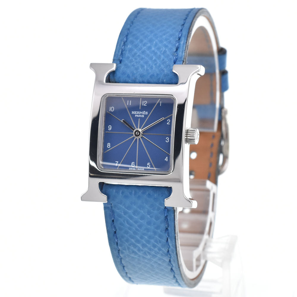 Hermes Heure H Quartz Plated Metal And Leather Watch (Pre-Owned)