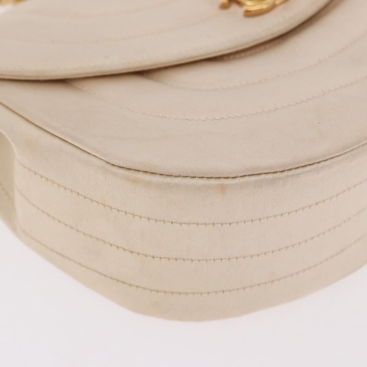 Chanel Vintage Round Flap Satin Beige Satin Shoulder Bag Bag (Pre-Owned)