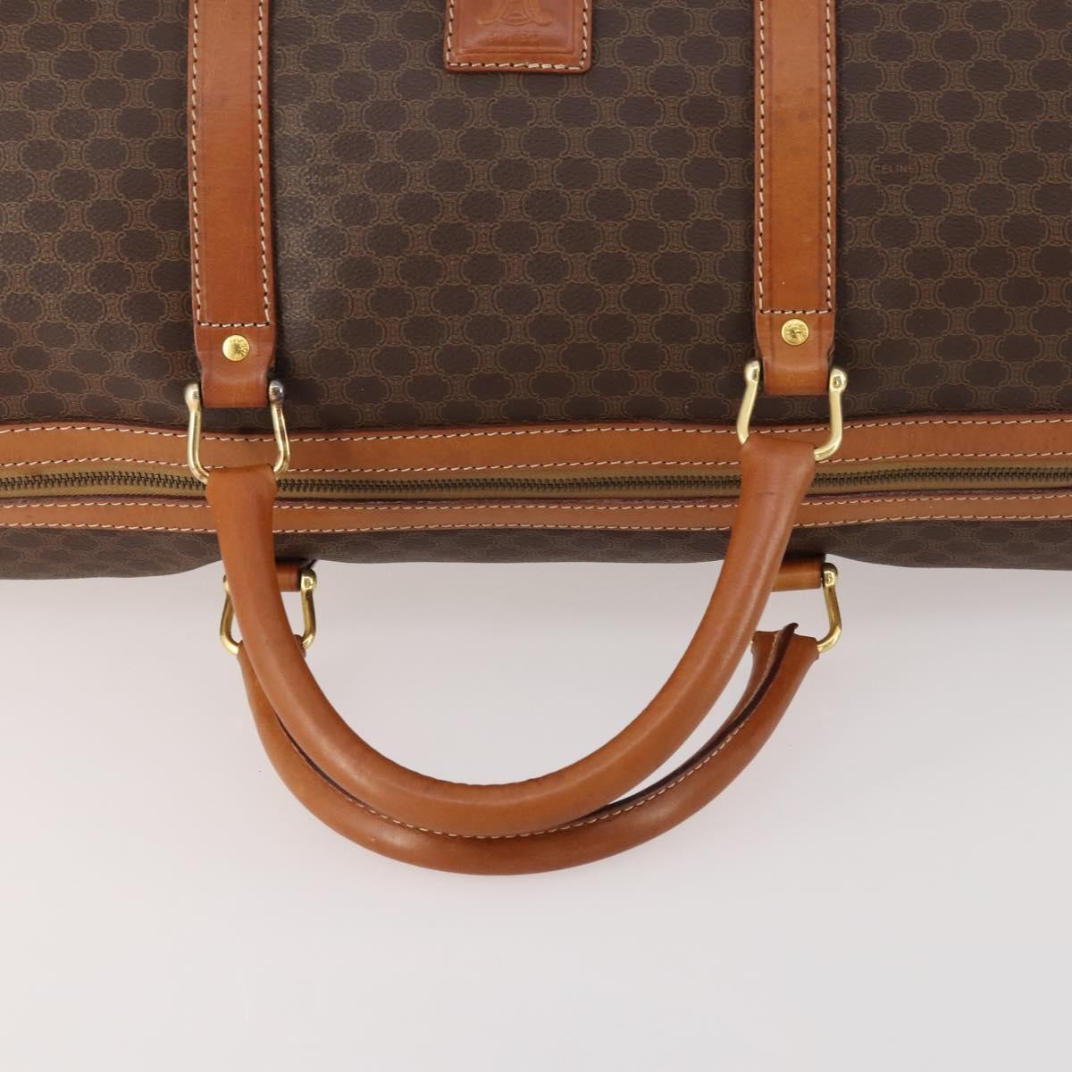 Celine Vintage Duffle Canvas And Leather Brown Canvas Travel Bag Bag (Pre-Owned)