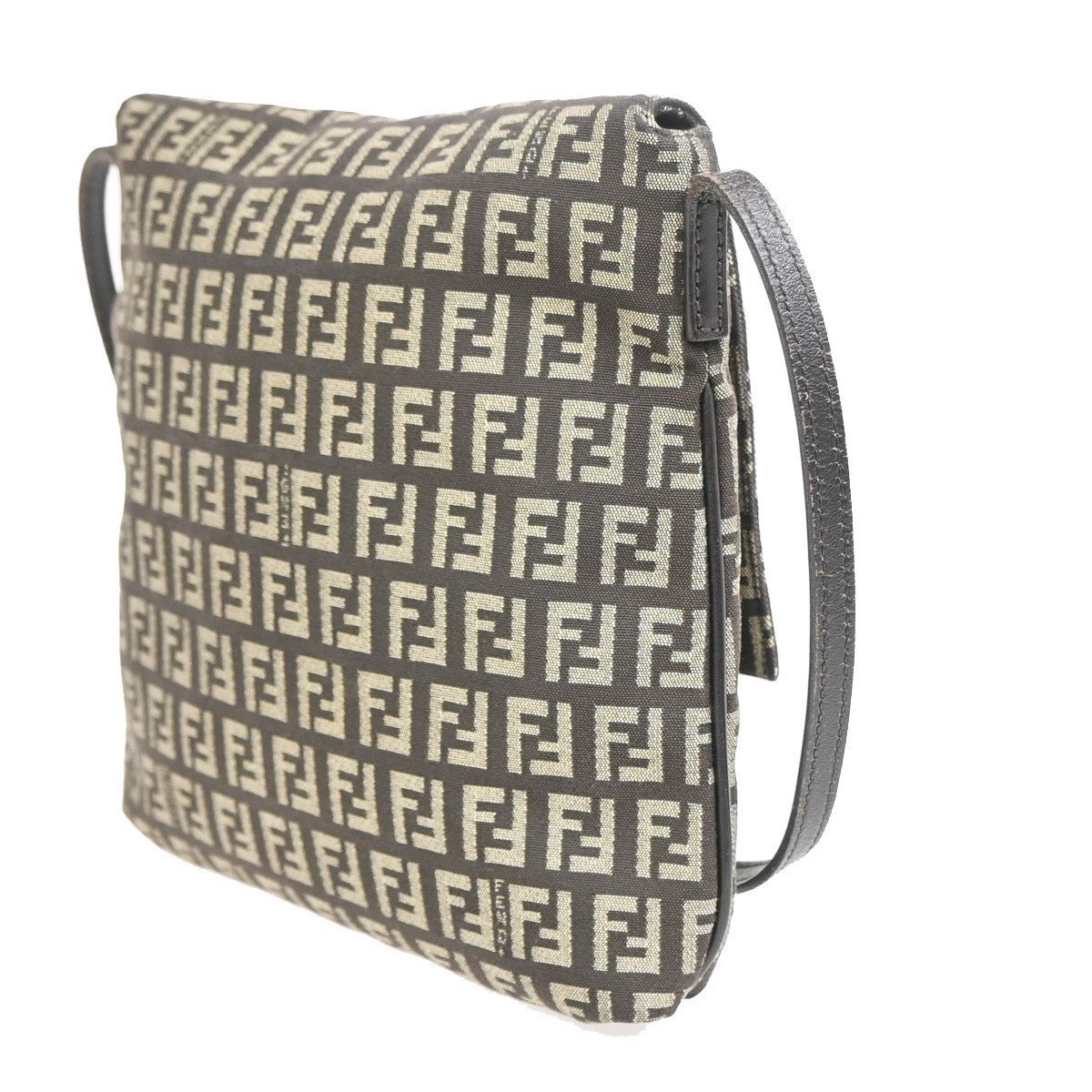 Fendi Vintage Flap Zucchino Canvas Brown Canvas Crossbody Bag Bag (Pre-Owned)
