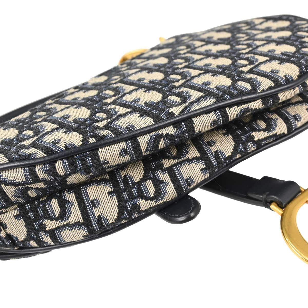 Christian Dior Saddle Oblique Canvas Navy Canvas Handbag (Pre-Owned)