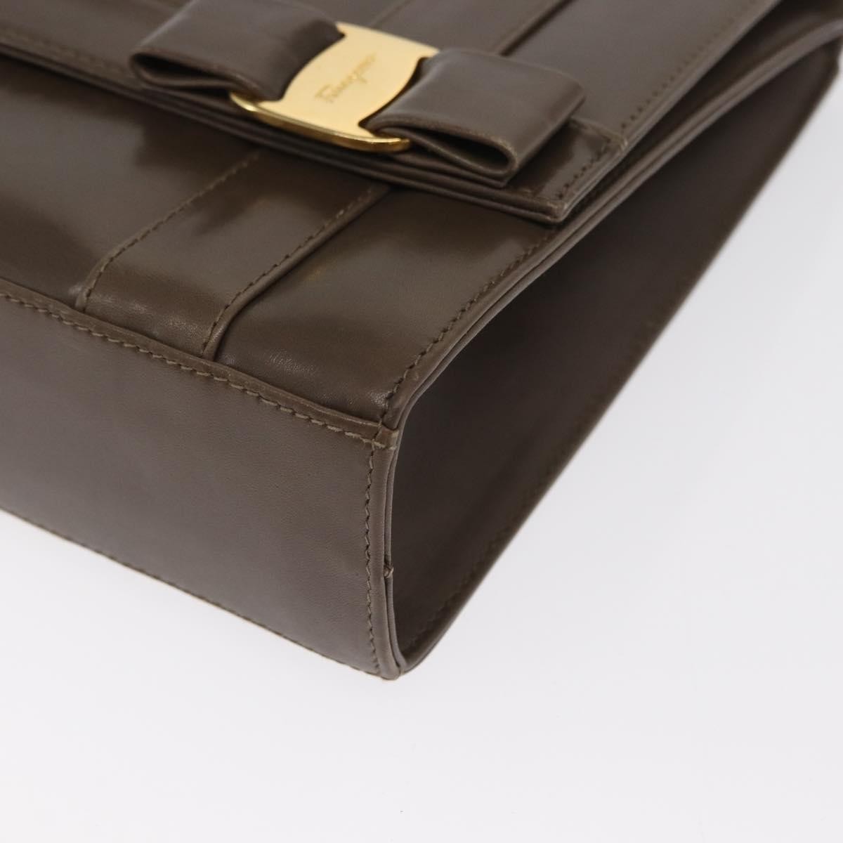 Salvatore Ferragamo Vara Leather Brown Leather Shoulder Bag Bag (Pre-Owned)