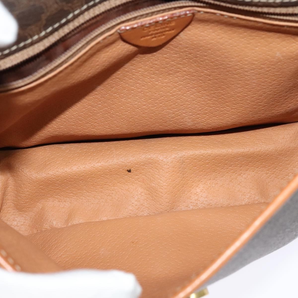 Celine Vintage Macadam Circle Logo Canvas And Leather Brown Canvas Shoulder Bag Bag (Pre-Owned)