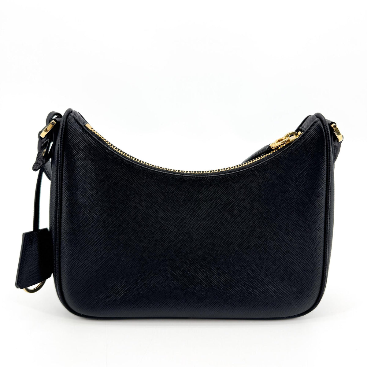Prada Re-Edition 2005 Hobo Tessuto With Saffiano Leather Black Leather Shoulder Bag Bag (Pre-Owned)