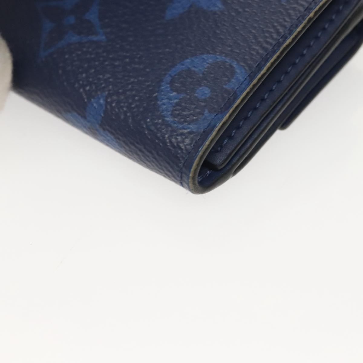 Louis Vuitton Discovery Monogram Taigarama Blue Leather Wallets Accessory (Pre-Owned)