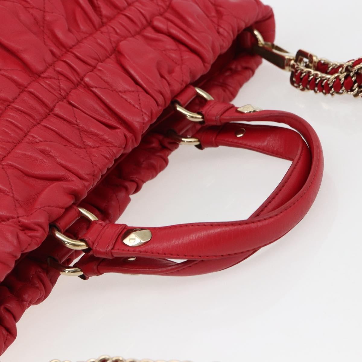 Christian Dior Delices Cannage Quilt Leather Red Leather Tote Bag Bag (Pre-Owned)