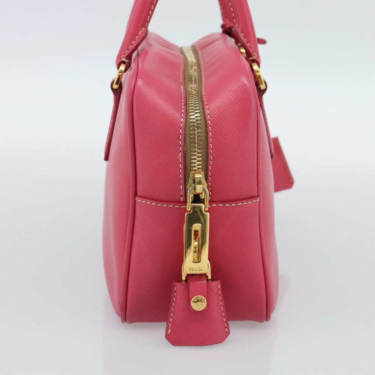 Prada Bauletto Saffiano Leather Pink Leather Handbag (Pre-Owned)
