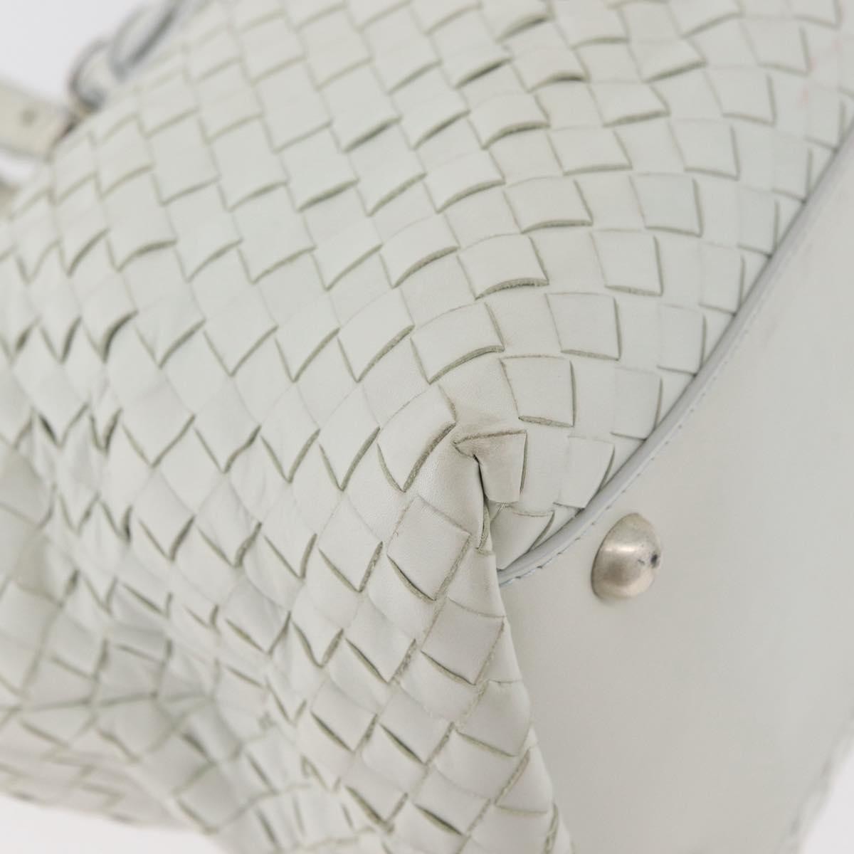 Bottega Veneta Belted Cabas Tote Intrecciato Nappa With Stitched Detail White Leather Tote Bag Bag (Pre-Owned)