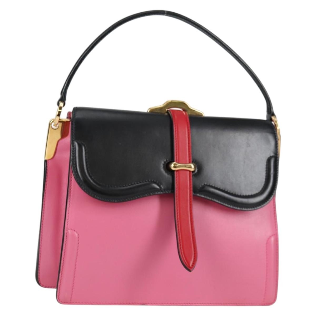 Prada Belle Top Handle City Calf Pink Leather Bag (Pre-Owned)