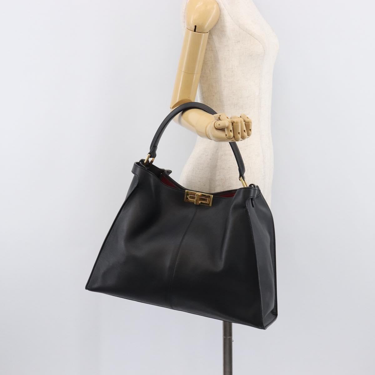 Fendi Peekaboo X-Lite Leather Black Leather Handbag (Pre-Owned)