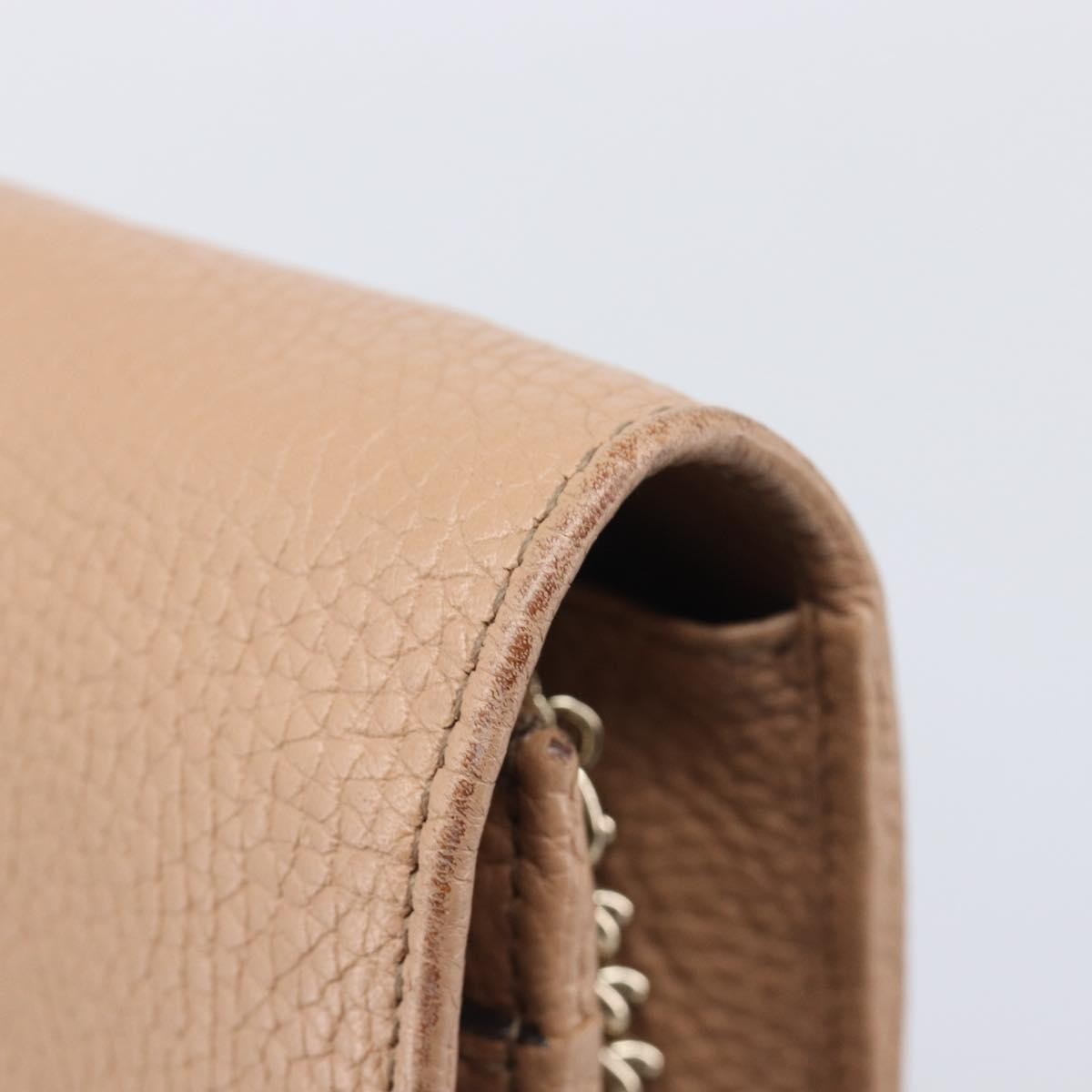 Gucci Soho Wallet On Chain Leather Beige Leather Shoulder Bag Bag (Pre-Owned)