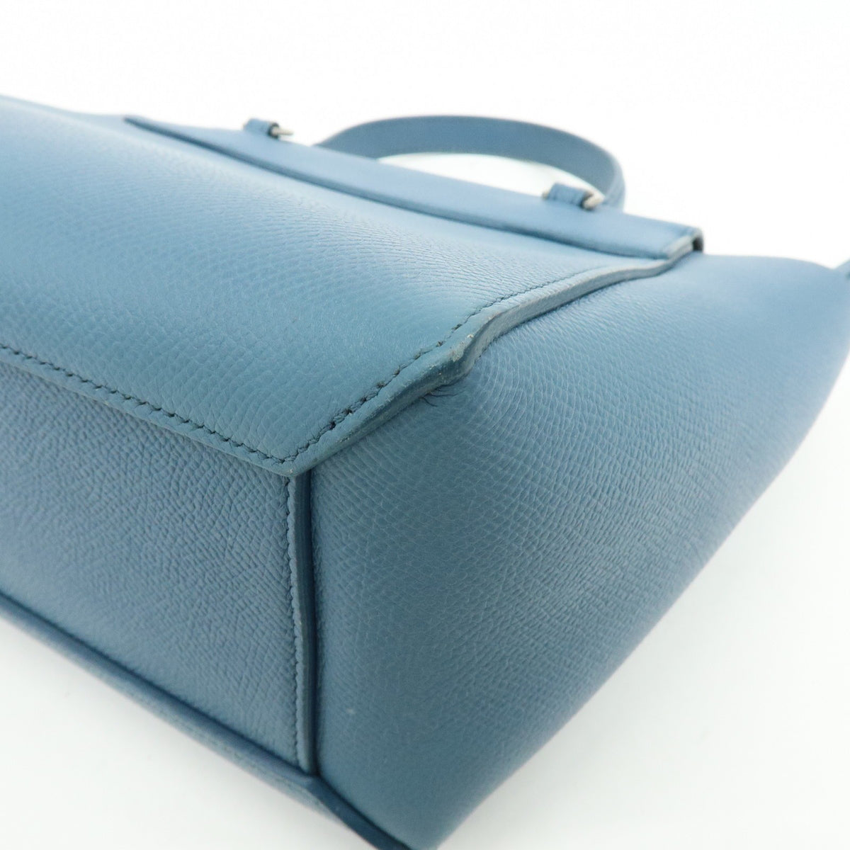 Celine Belt Textured Leather Blue Leather Handbag (Pre-Owned)