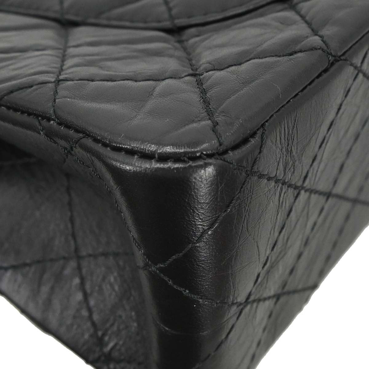 Chanel Reissue 2.55 Flap Quilted Aged Calfskin Black Calfskin Handbag (Pre-Owned)