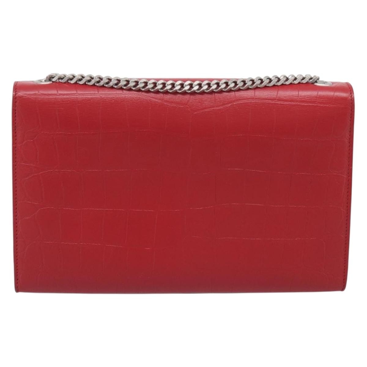Saint Laurent Classic Monogram Crocodile Embossed Leather Red Leather Crossbody Bag Bag (Pre-Owned)
