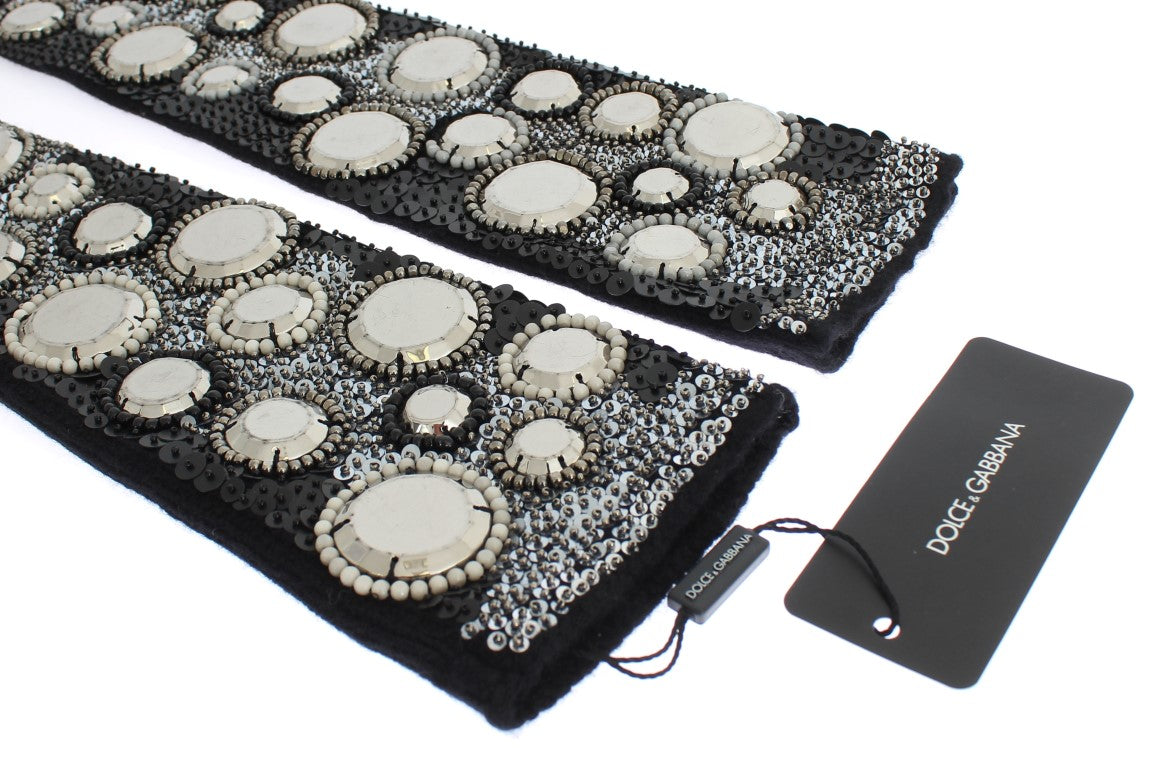 Dolce & Gabbana Sequin-Embellished Cashmere Fingerless Women's Gloves