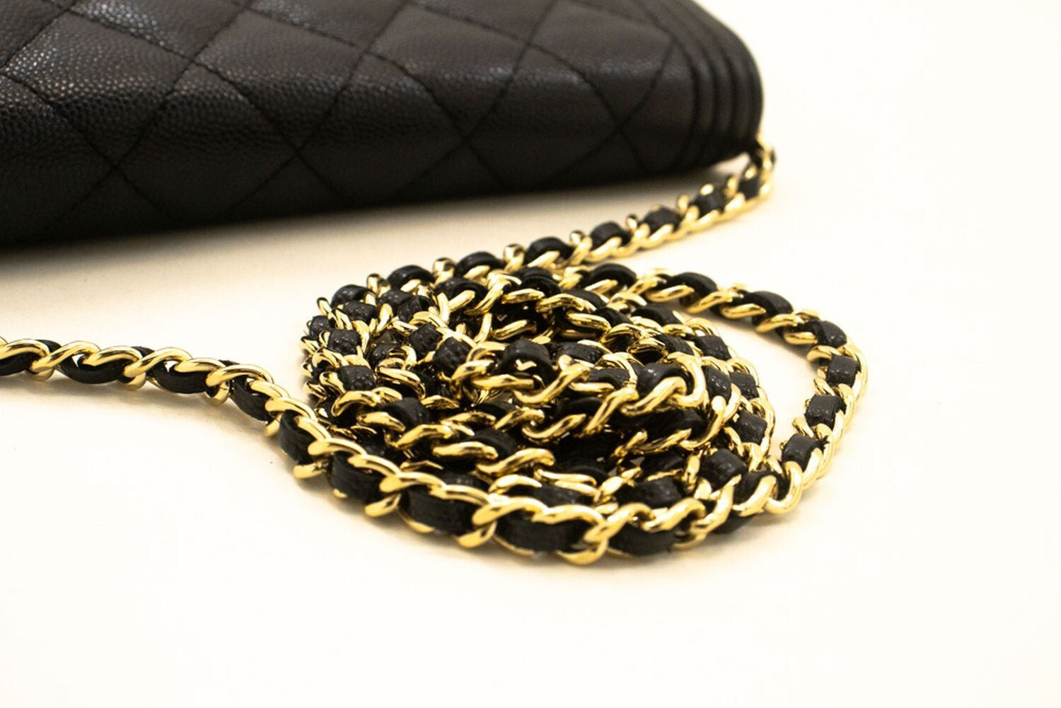 Chanel Boy Wallet On Chain Quilted Caviar Black Calfskin Wallets Accessory (Pre-Owned)