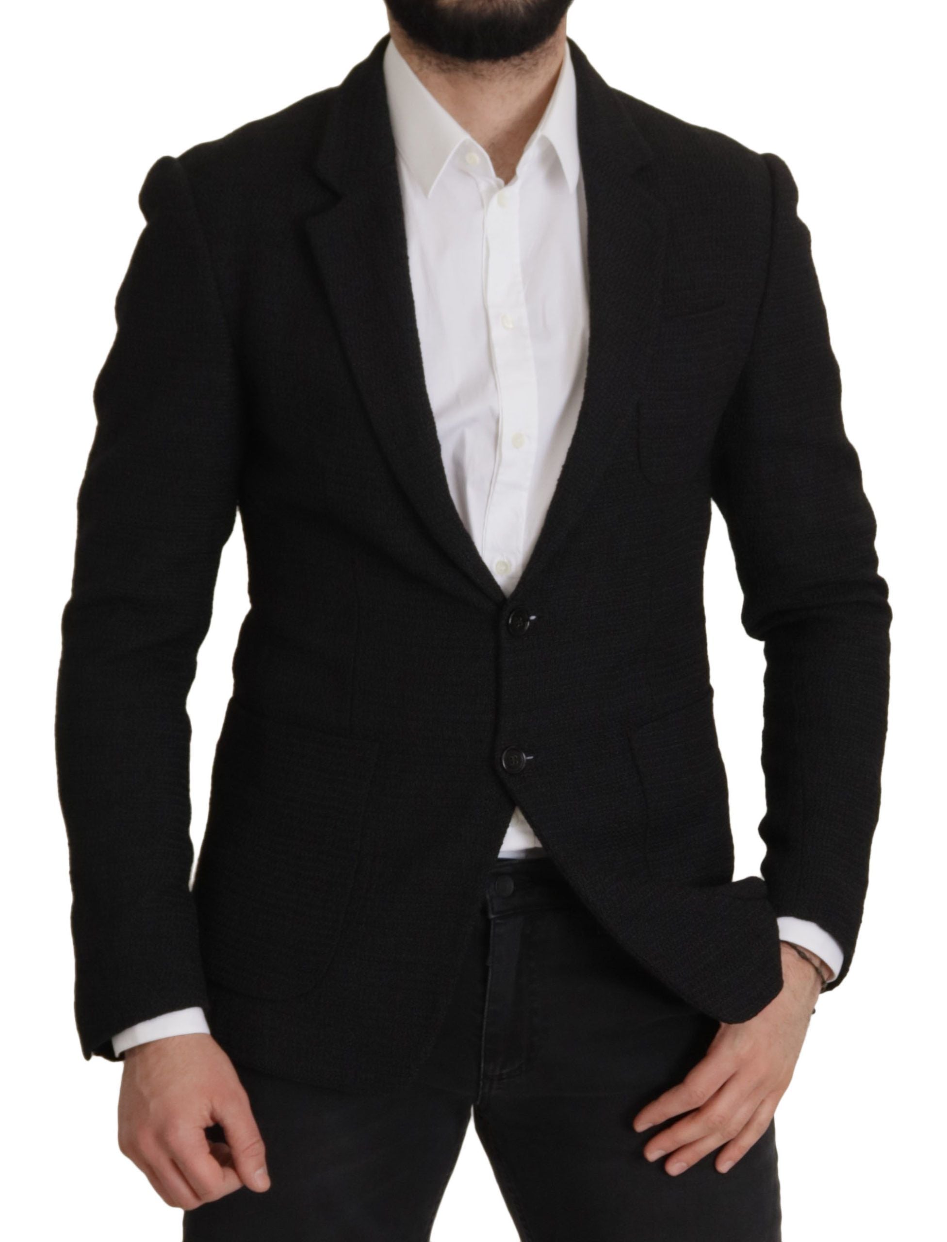Dolce & Gabbana Black Single Breasted Coat Men Men's Blazer