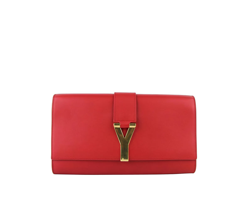 Saint Laurent Women's Classic Y Red Leather Paris Clutch