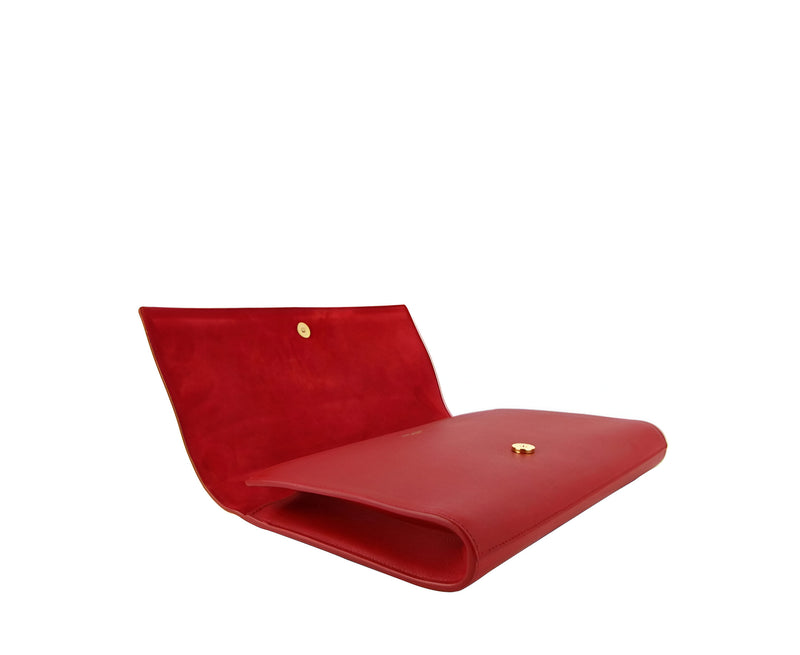 Saint Laurent Women's Classic Y Red Leather Paris Clutch