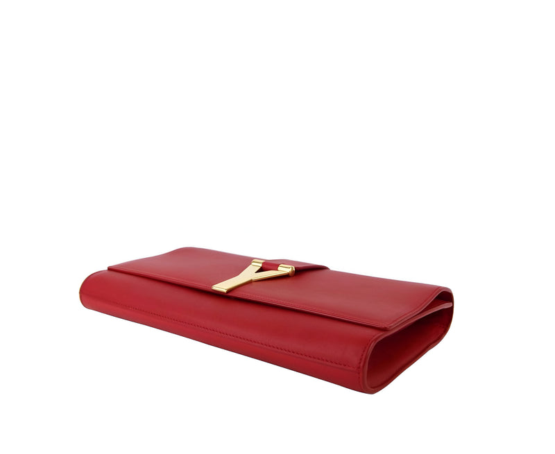 Saint Laurent Women's Classic Y Red Leather Paris Clutch