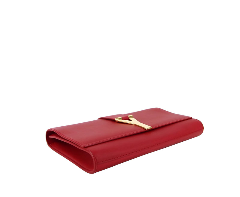 Saint Laurent Women's Classic Y Red Leather Paris Clutch