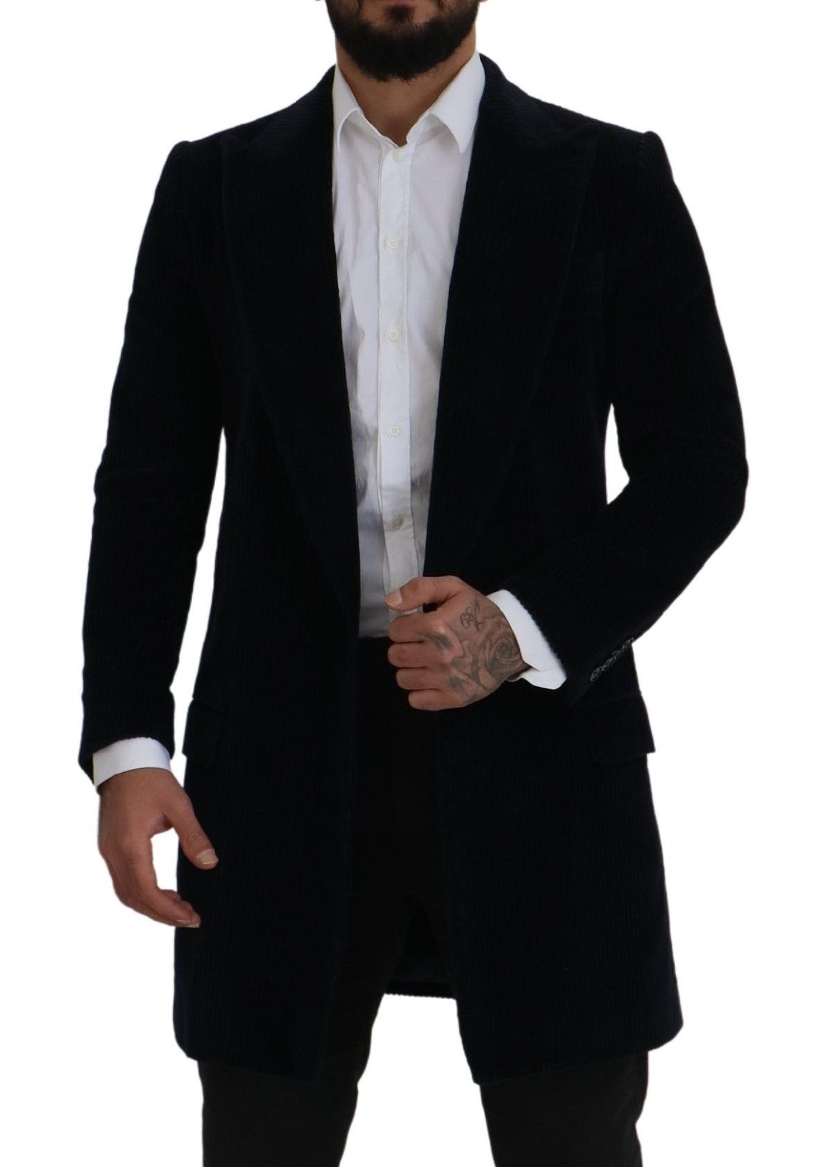 Dolce & Gabbana Black Cotton Cardigan Long Coat Men Men's Jacket