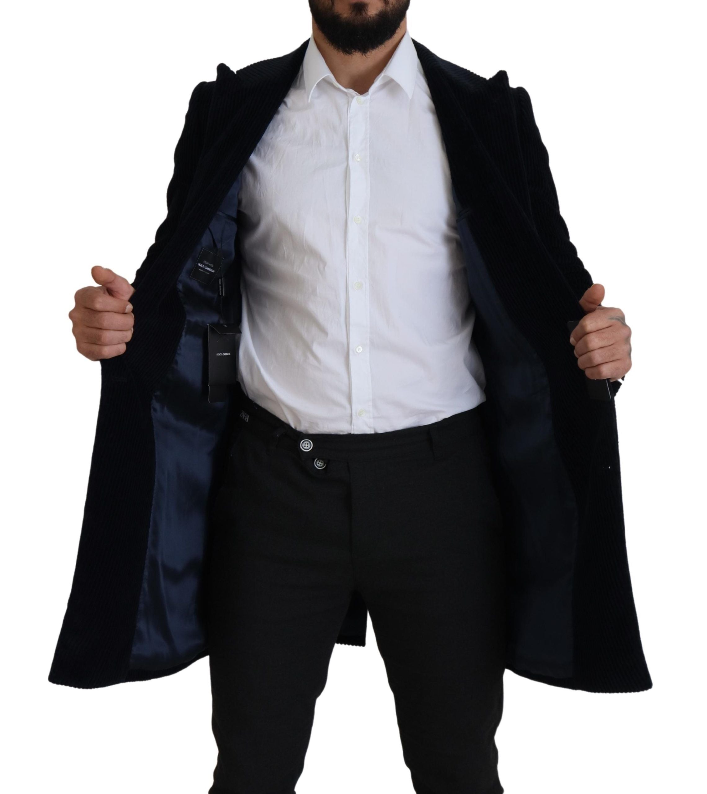 Dolce & Gabbana Black Cotton Cardigan Long Coat Men Men's Jacket