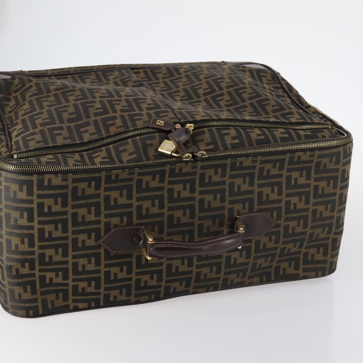 Fendi Vintage Rolling Suitcase Zucca Canvas Brown Canvas Travel Bag Bag (Pre-Owned)