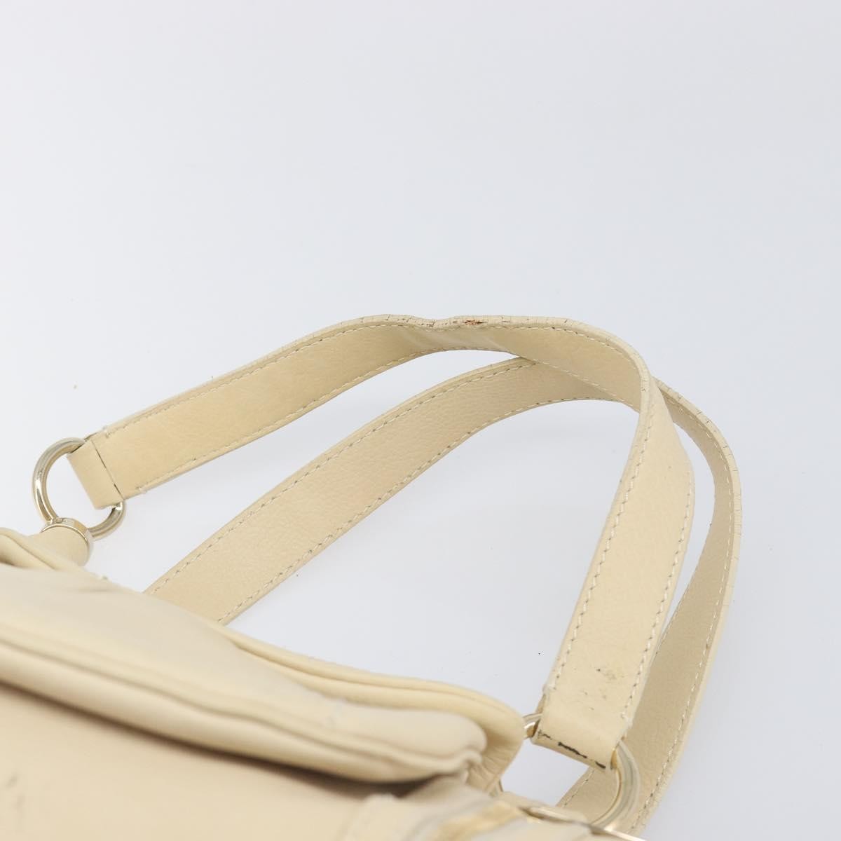 Celine Vintage Kisslock Frame Leather Beige Leather Handbag (Pre-Owned)