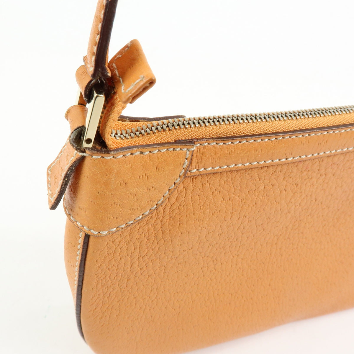 Salvatore Ferragamo Gancini Top Handle Leather Orange Leather Handbag (Pre-Owned)