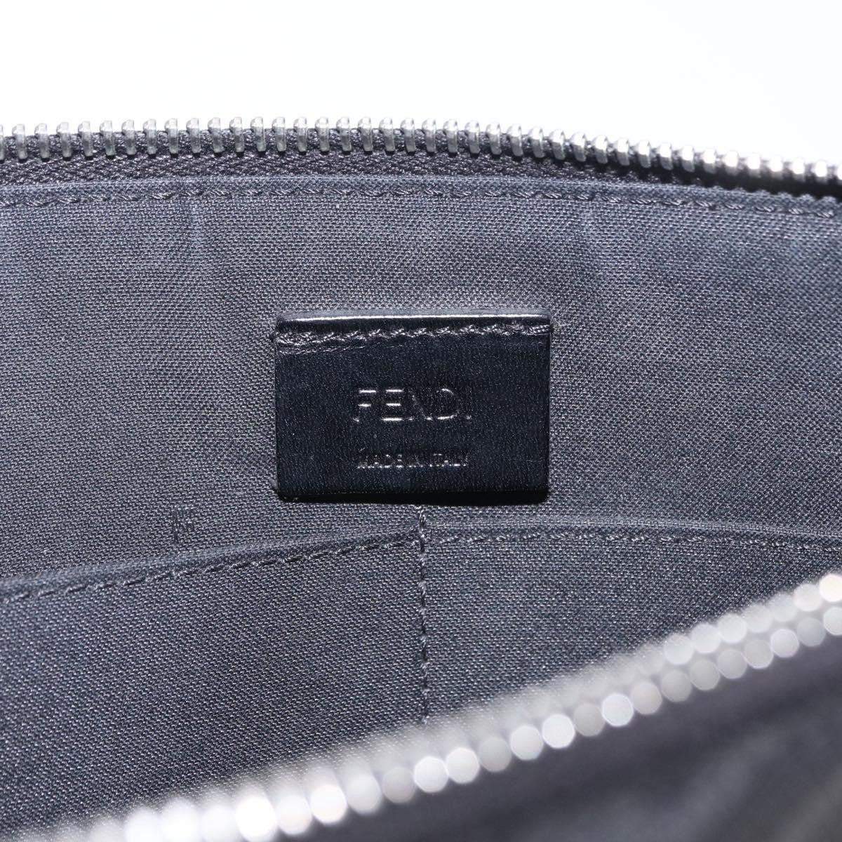 Fendi Zip Flat Wristlet Zucca Coated Canvas And Leather Black Canvas Clutche & Pouche Bag (Pre-Owned)