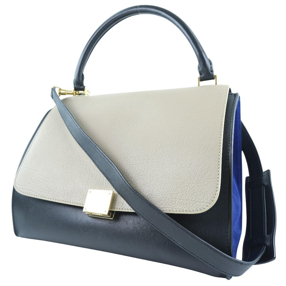 Celine Trapeze Leather With Suede Black Leather Bag (Pre-Owned)