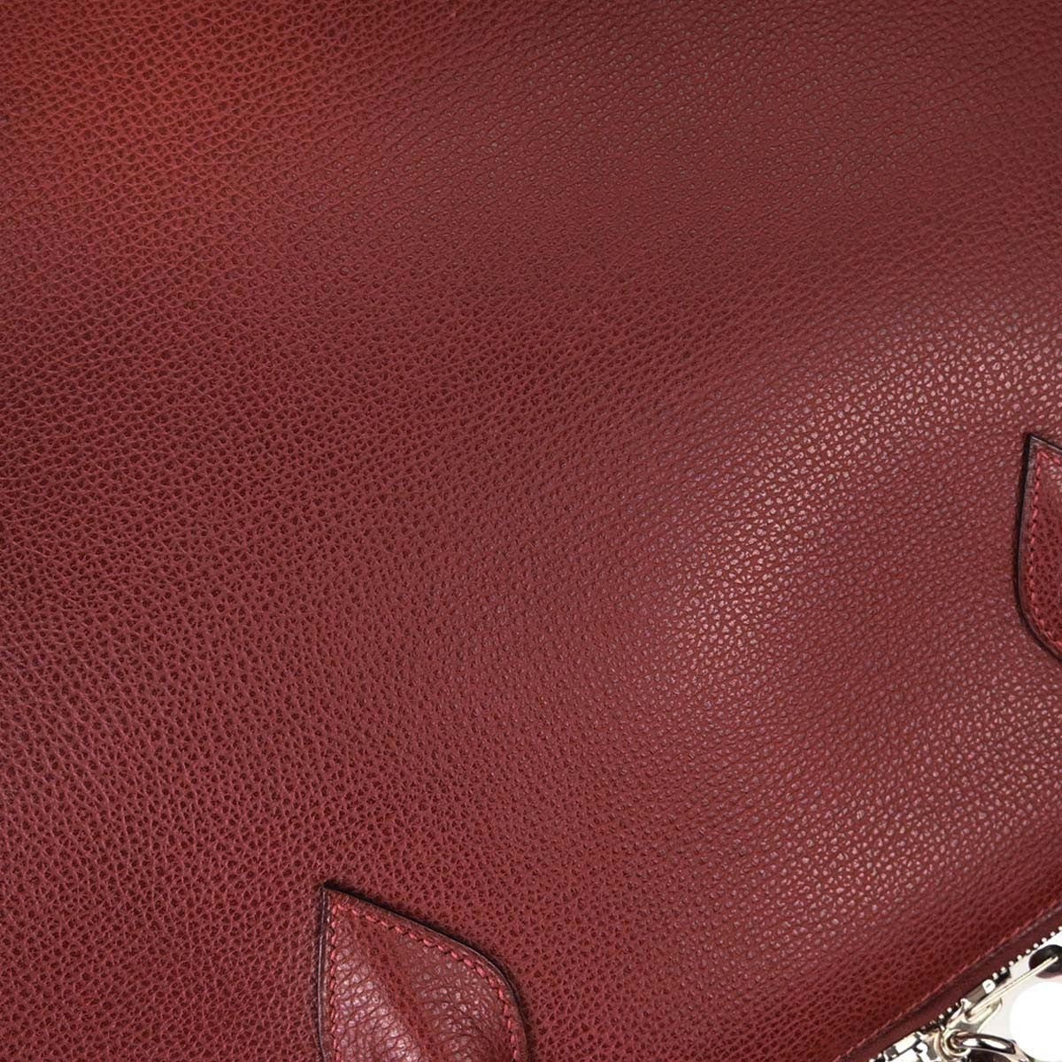 Hermes Paris-Bombay Vache Liegee Burgundy Leather Handbag (Pre-Owned)