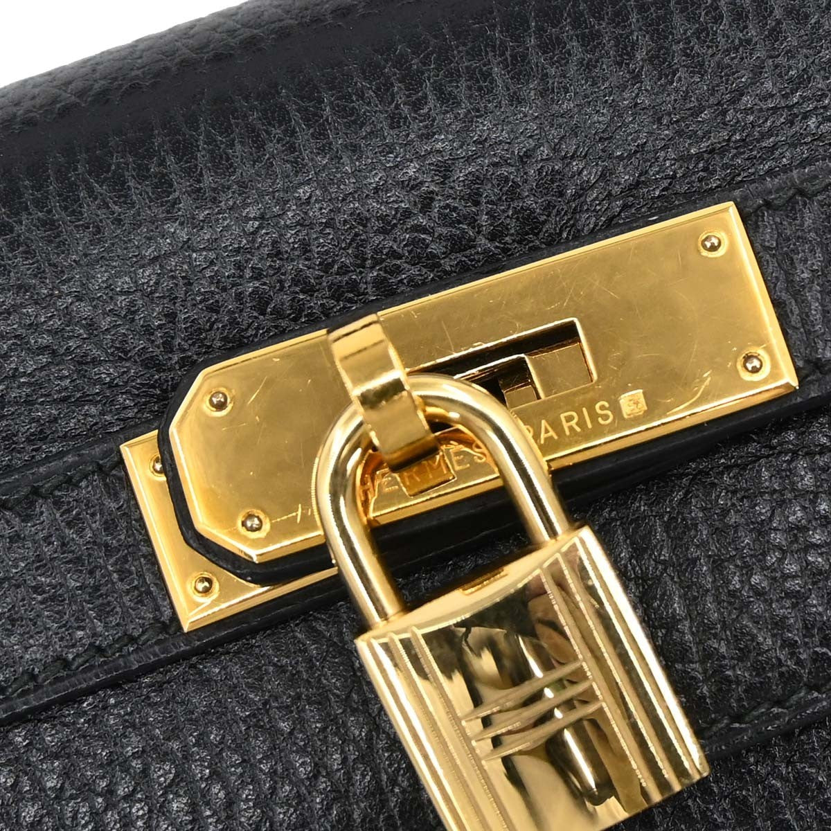 Hermes Kelly Black Ardennes With Gold Hardware Black Leather Handbag (Pre-Owned)