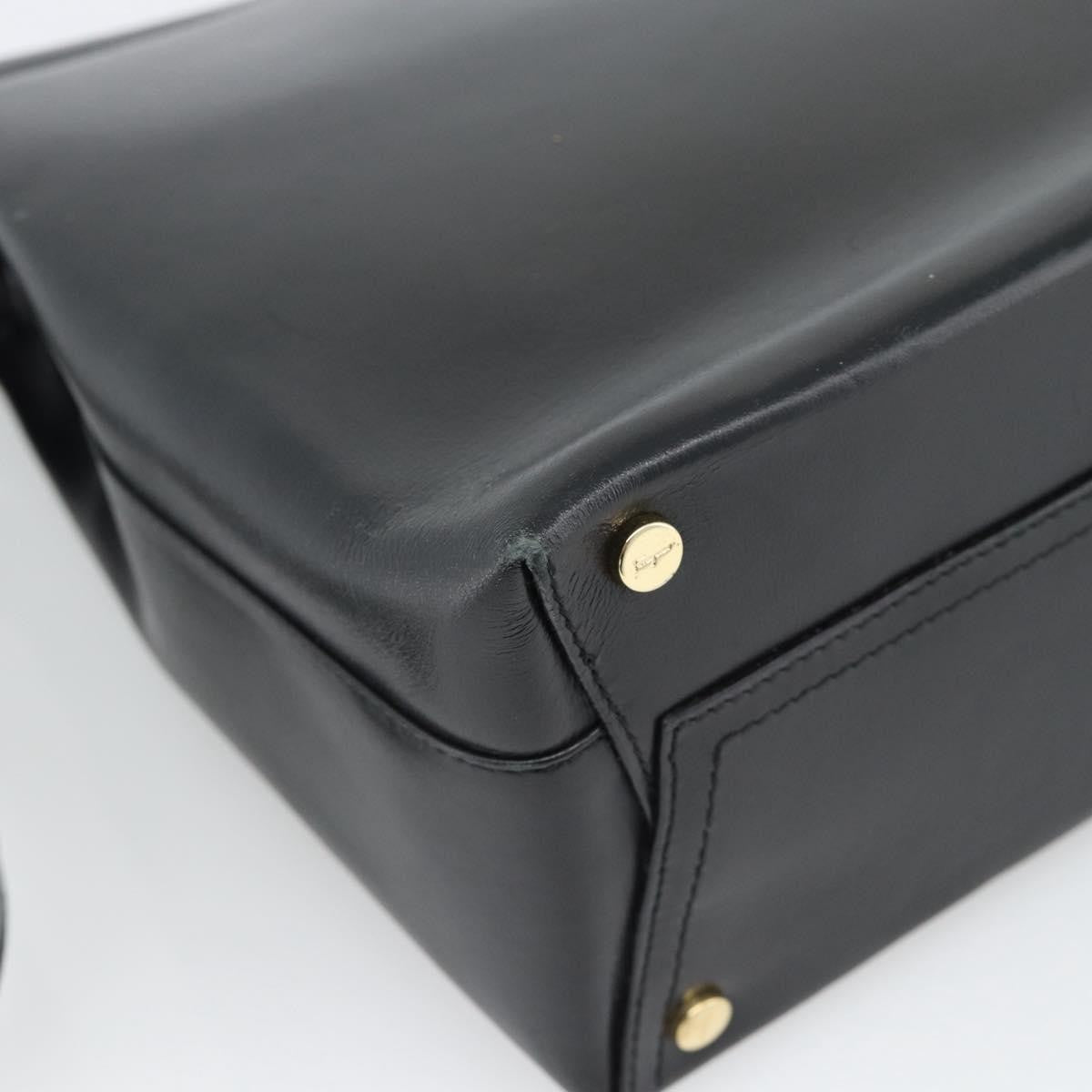 Salvatore Ferragamo Vala Leather Black Leather Shoulder Bag Bag (Pre-Owned)