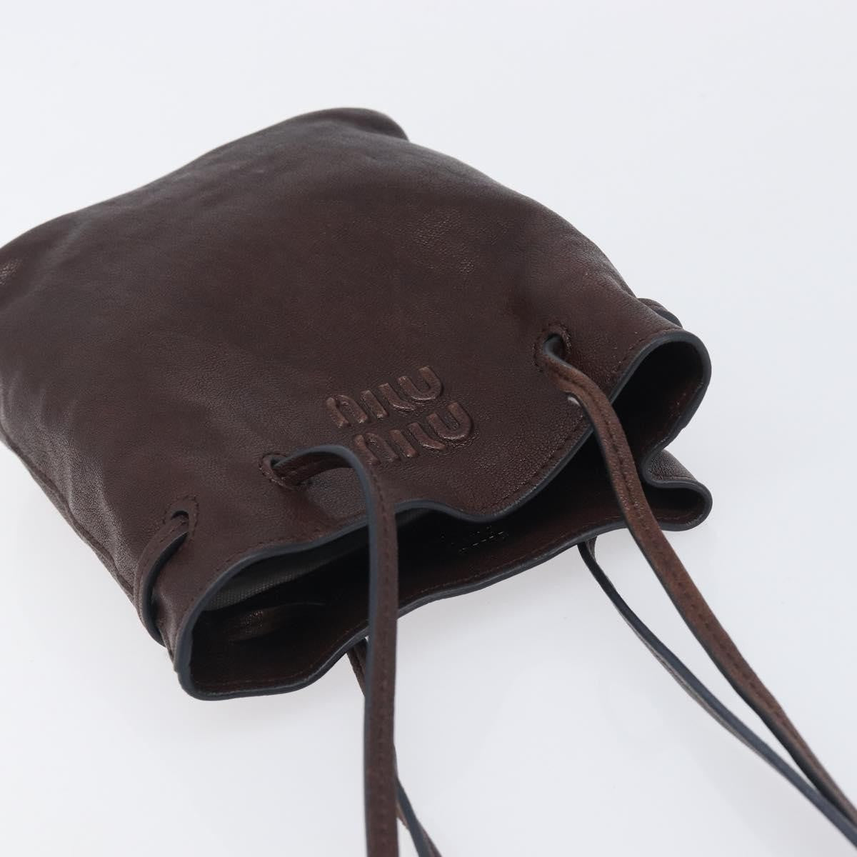 Miu Miu Aviator Bucket Leather Brown Leather Handbag (Pre-Owned)
