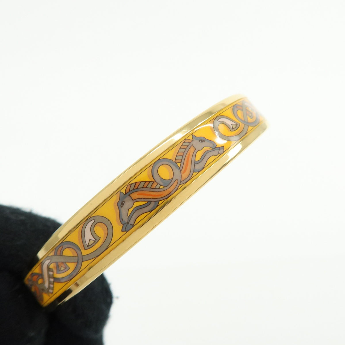 Hermes Bangle Printed Enamel Yellow Gold_Plated Bracelet Jewelry (Pre-Owned)