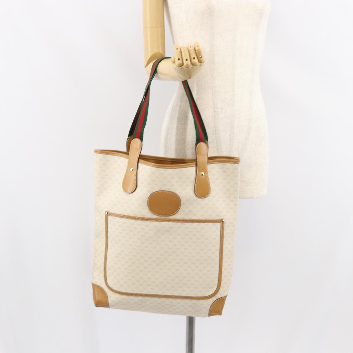 Gucci Vintage Tote Canvas White Pvc Tote Bag Bag (Pre-Owned)