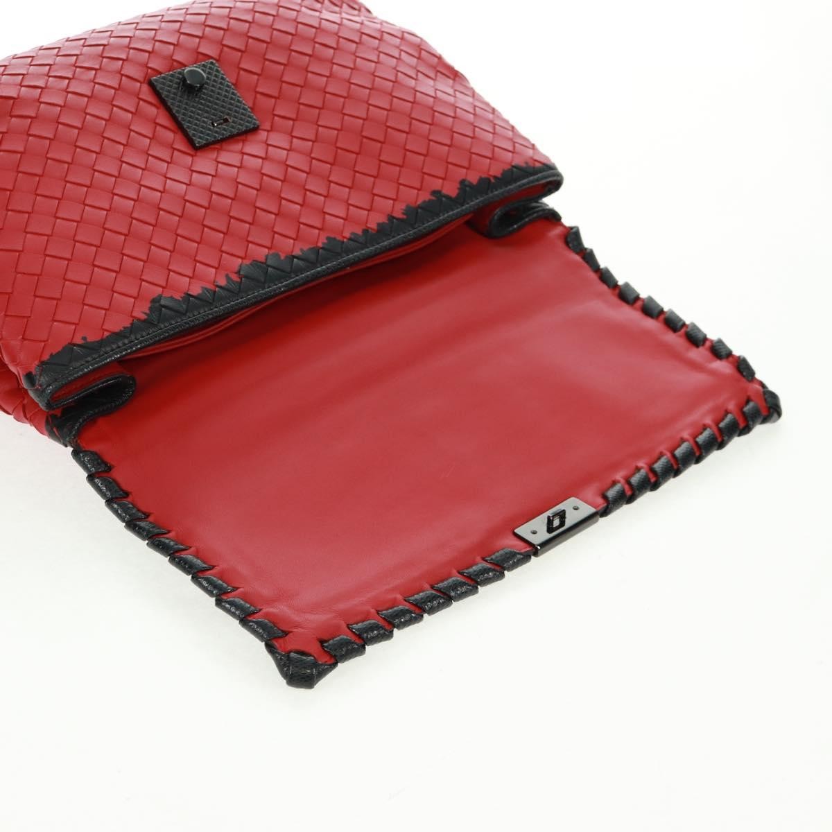 Bottega Veneta Glass Intrecciato Nappa With Snakeskin Red Leather Shoulder Bag Bag (Pre-Owned)
