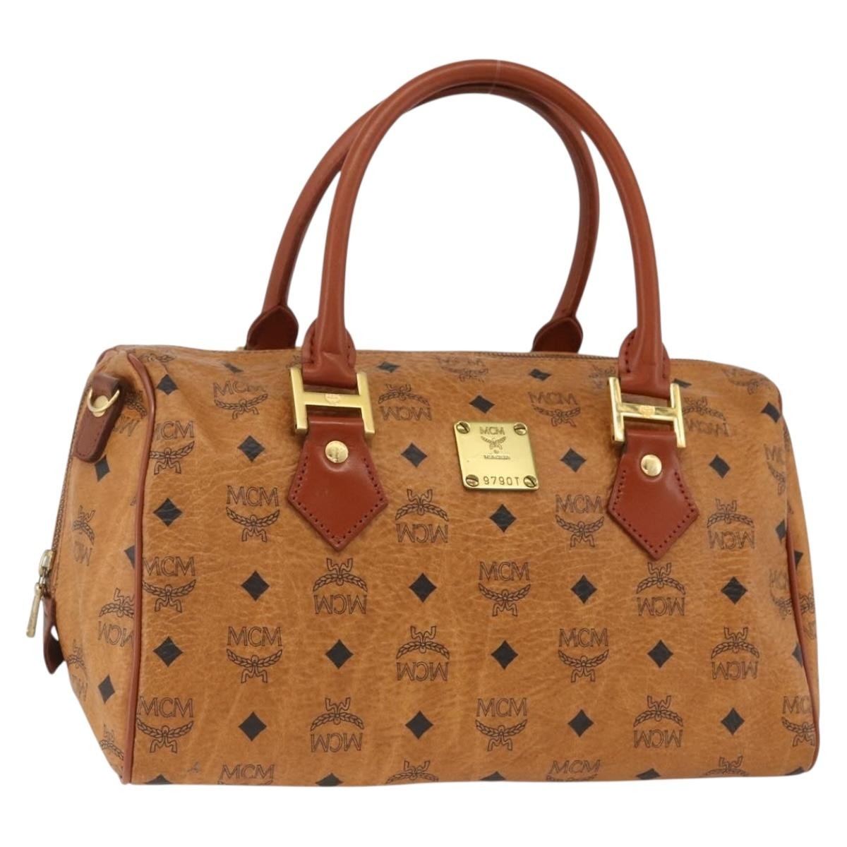 MCM Visetos Logogramme Leather Brown Leather Handbag (Pre-Owned)