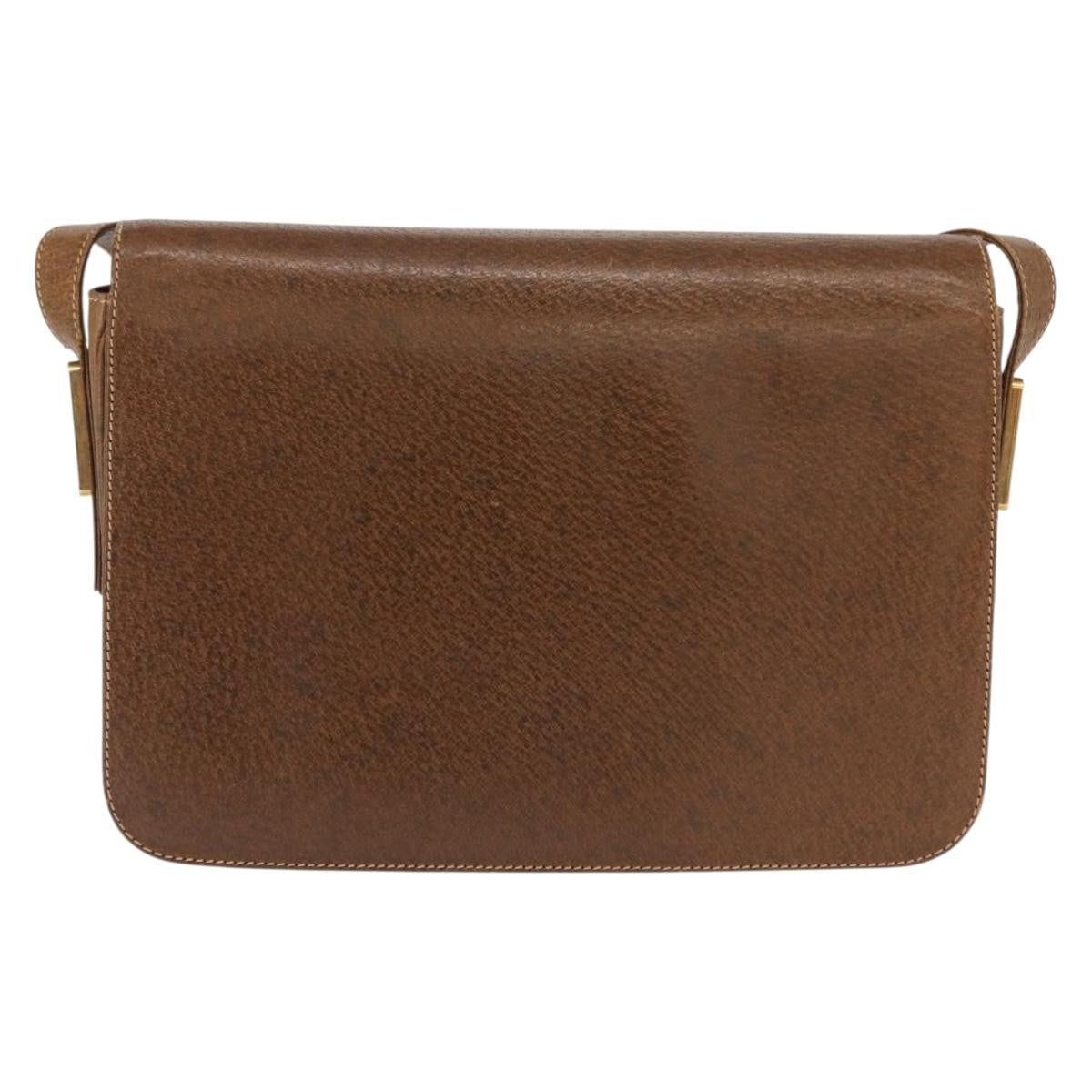 Gucci Vintage Flap Leather Brown Leather Shoulder Bag Bag (Pre-Owned)