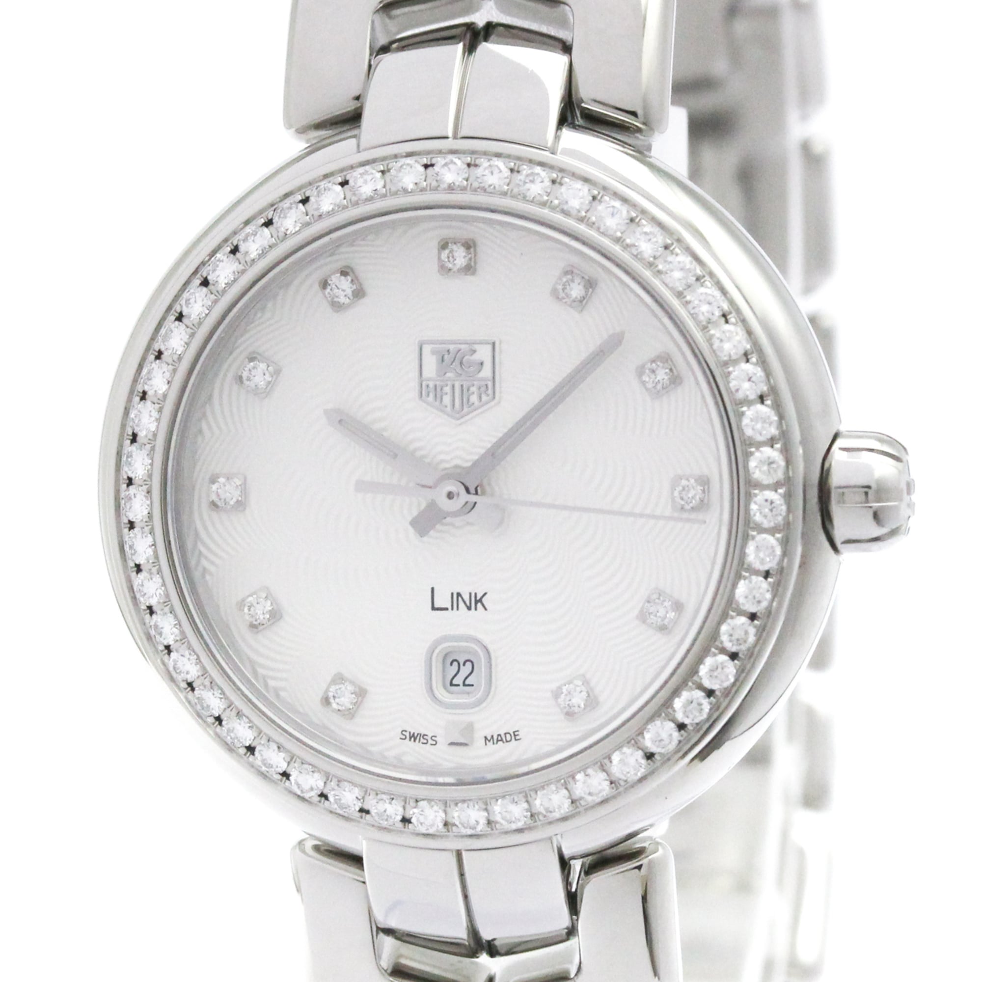 Tag Heuer Link Quartz Stainless Steel With Diamond Bezel And Markers Watch (Pre-Owned)