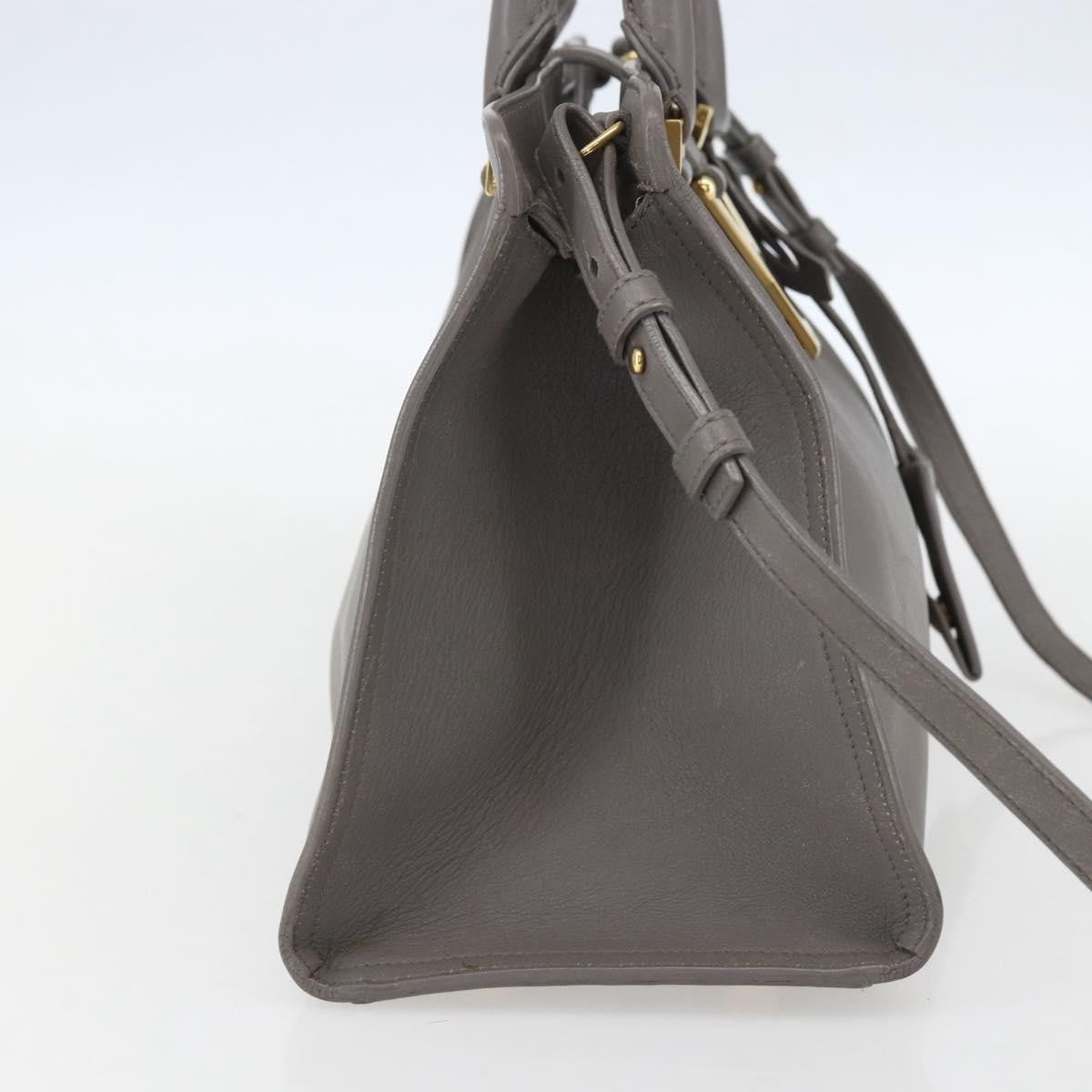 Saint Laurent Classic Y Cabas Leather Gray Leather Tote Bag Bag (Pre-Owned)