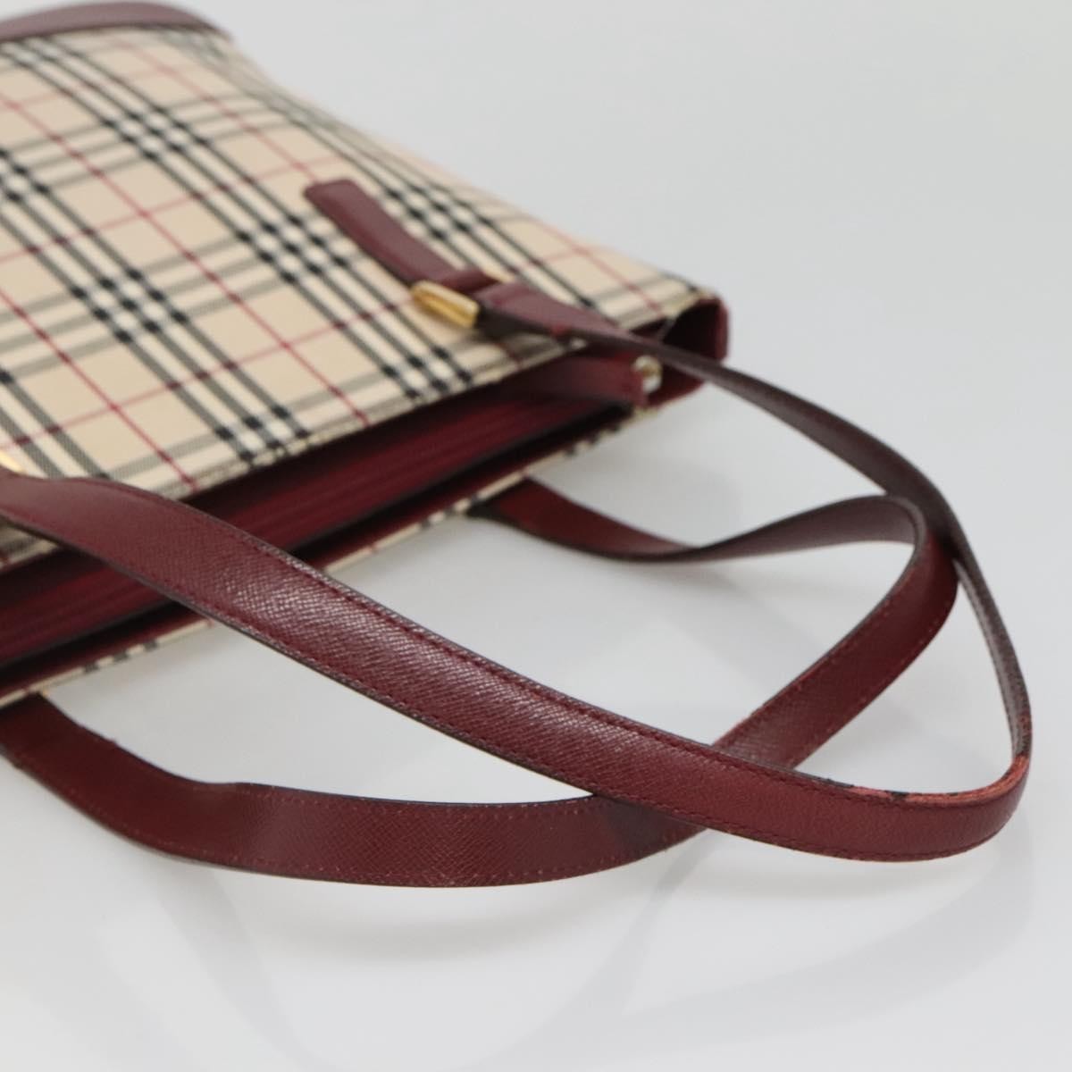 Burberry Nova Check Tote Canvas And Leather Beige Canvas Tote Bag Bag (Pre-Owned)