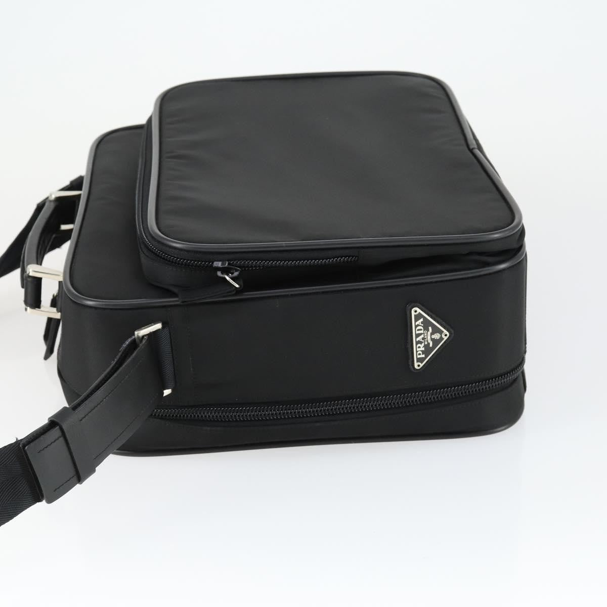 Prada Convertible Front Pocket Tessuto With Saffiano Leather Black Nylon Briefcase Bag (Pre-Owned)