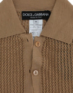 Dolce & Gabbana Beige Knitted Cotton Polo Cardigan Women's Sweater
